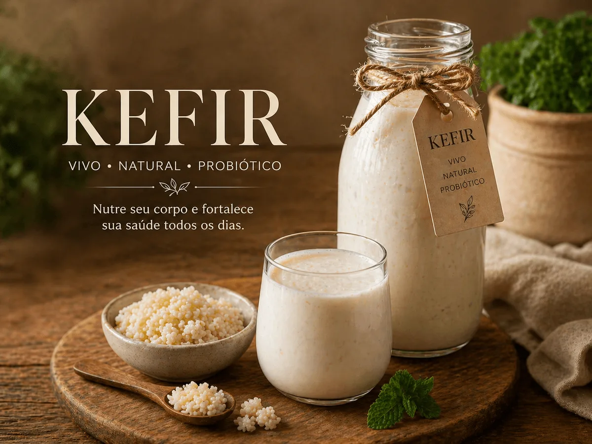Kefir natural em copo