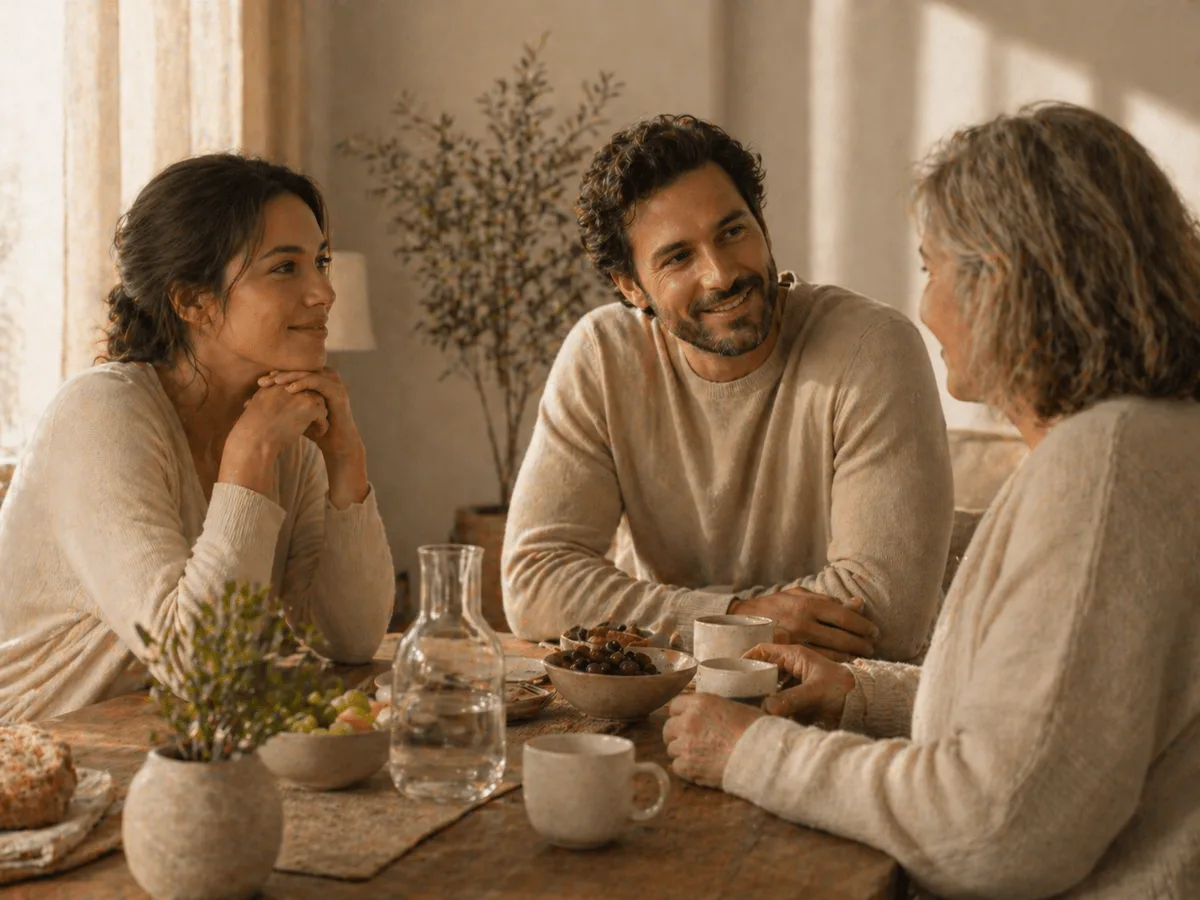 Encontro com família ou amigos em mesa compartilhada